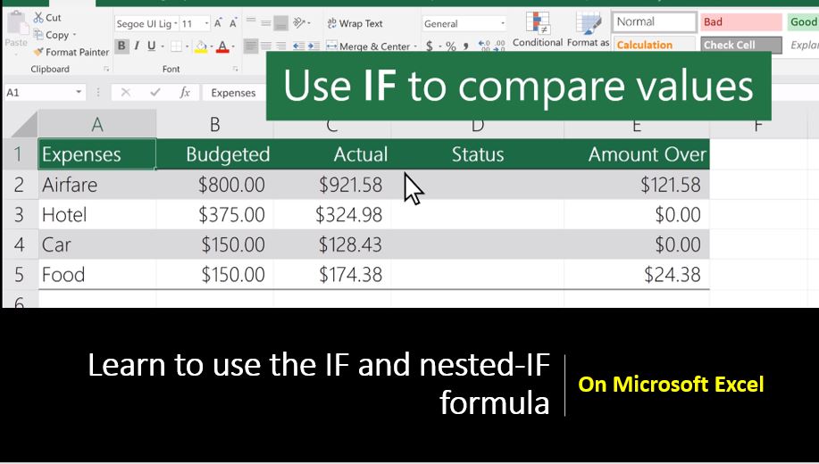 nested if statements on excel for mac
